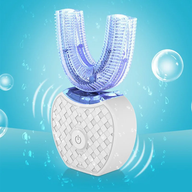 Intelligent automatic U-shaped soft sonic electric toothbrush for teeth whitening with blue light replacement brush