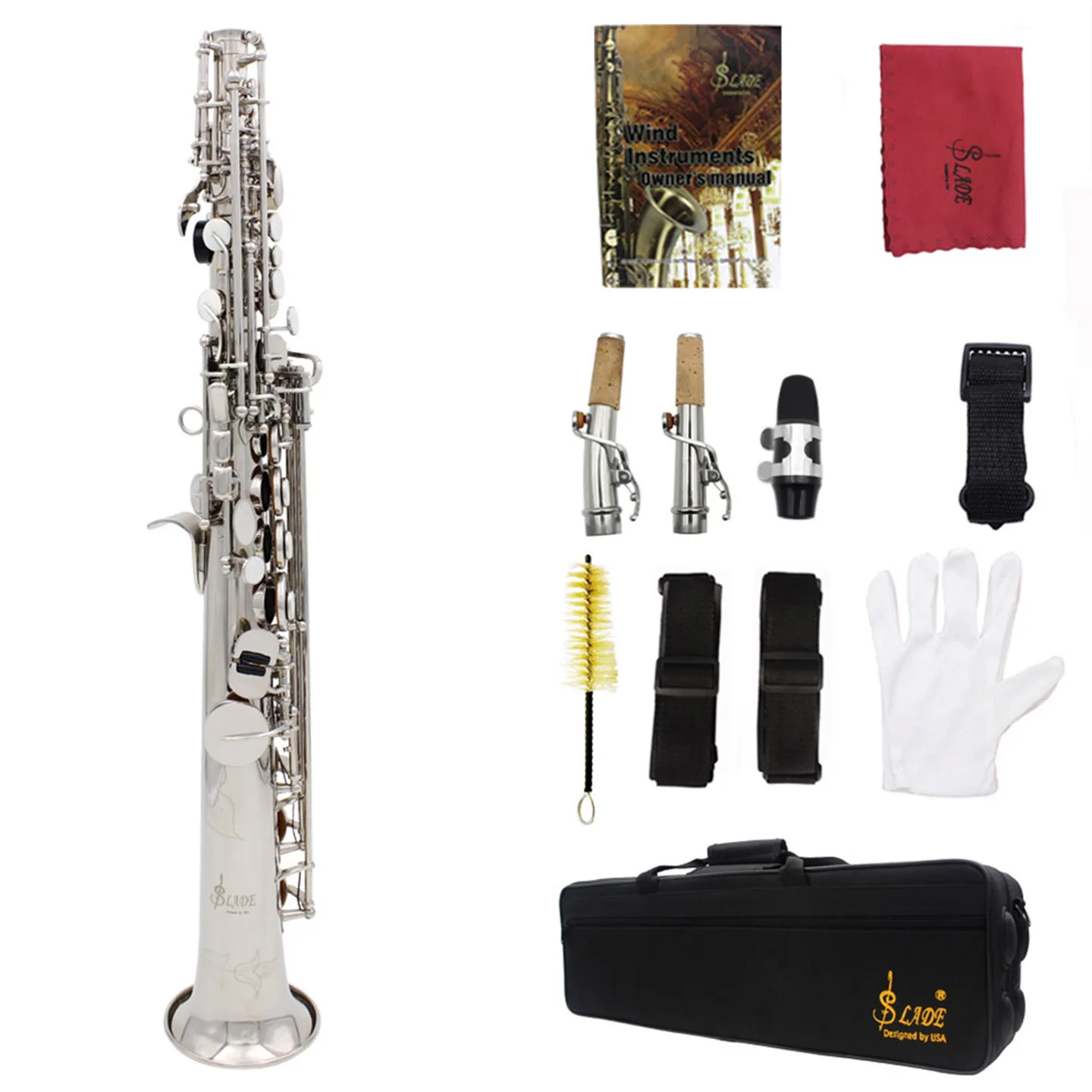 Soprano Saxophone Straight Tube White Shell Button Design Saxophone Selected Brass Material Box And Accessories Wholesale