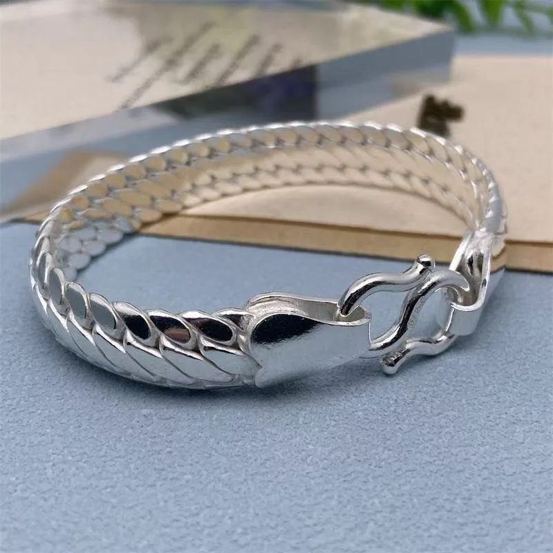 Vintage Hand Carved Triple Rope Cuban Bracelet, Solid Chain Ancient Craft Punk Unisex Delicate Statement Wrist Jewelry Gift