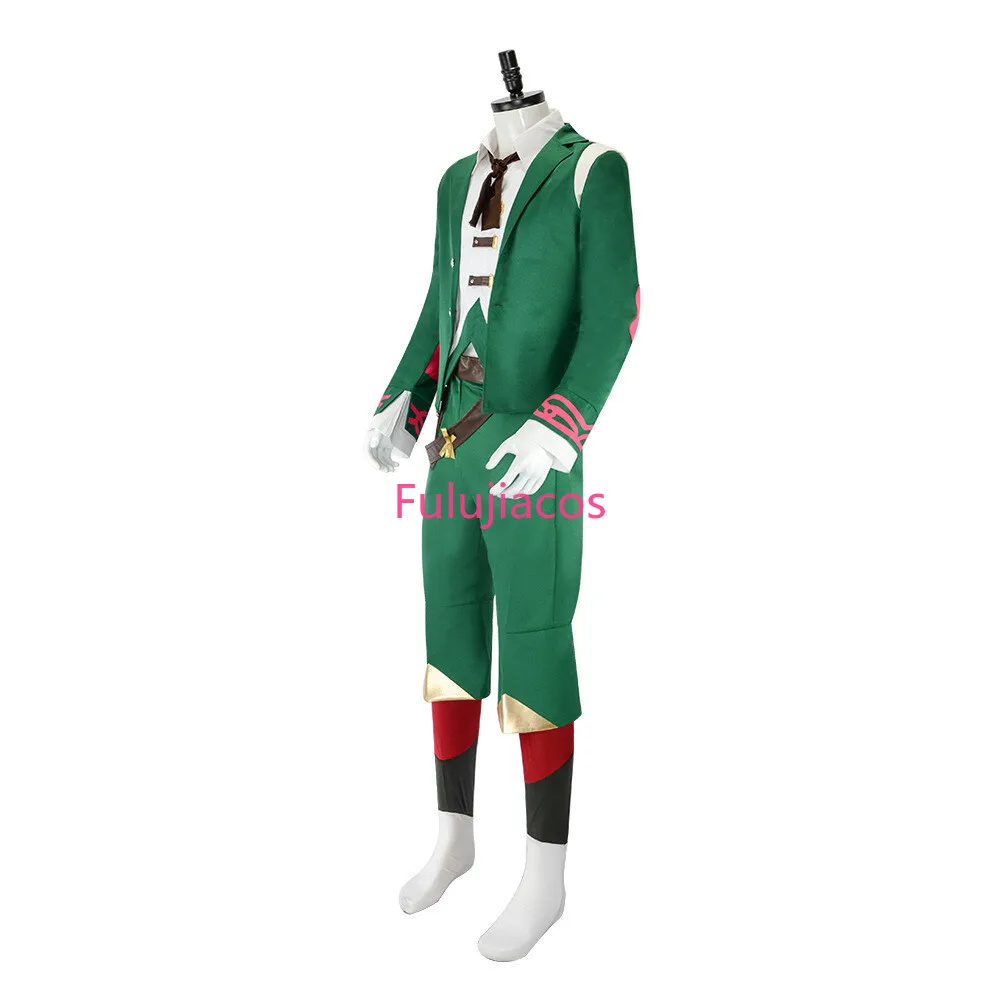 Fulujiacos Spiel LOL Ekko Boy Who Shattered Time Cosplay Kostüm Grüner Mantel Uniform
