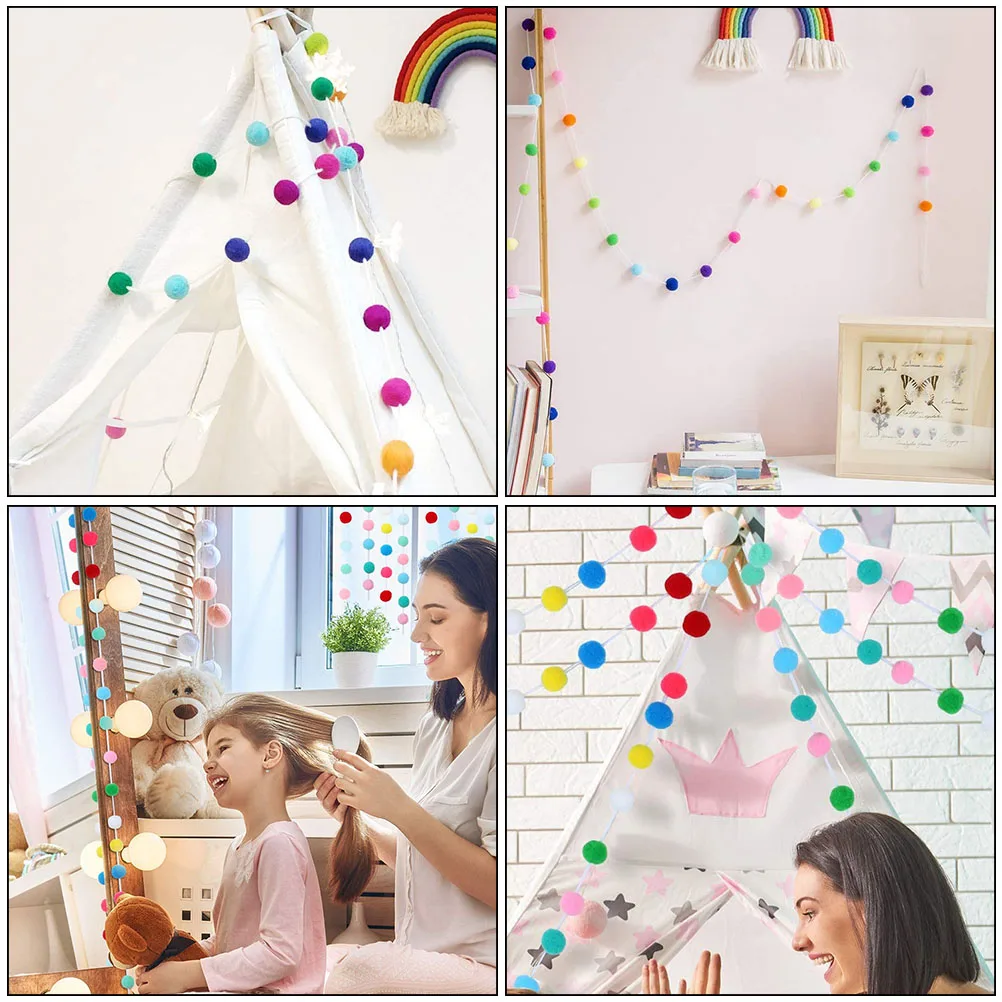 

2pcs Furry Balls Decorative Ornaments Hanging Pendents Wall Kids Room Party DIY Bright Colors Adorable Shape Background