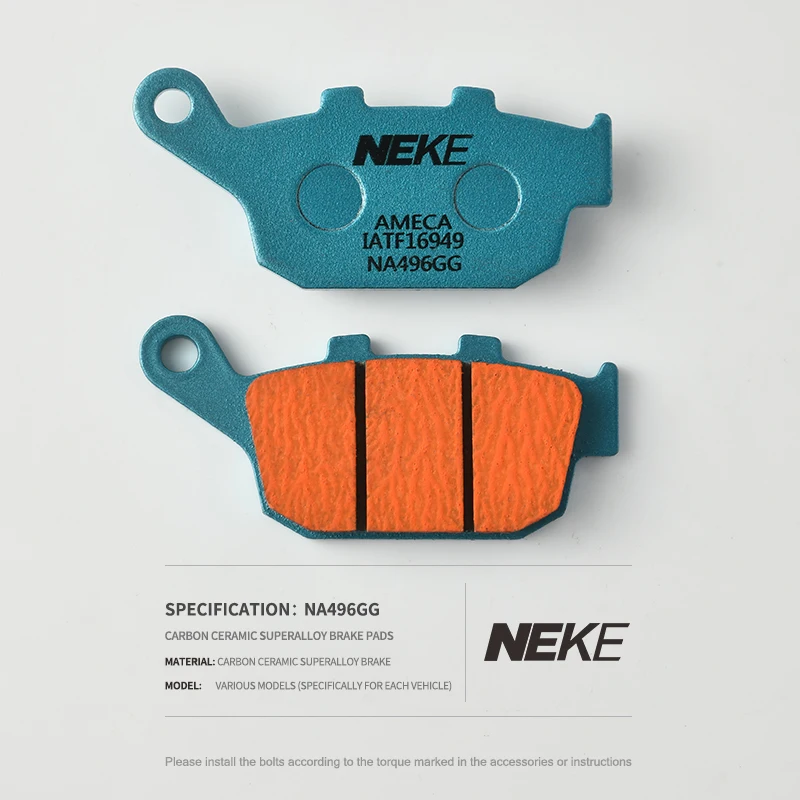 NEKE Ceramic Brake Pads for Honda CM300/CL300/CL500/CM500/CBR400R/CBR650R/CB650R, Suzuki SV650, Kawasaki KLE650 –Quiet & Durable
