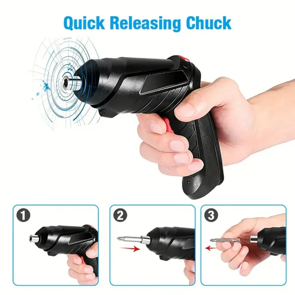 Portable Electric Screwdriver Cordless 2 in 1 Rotated 90 Degrees Rechargeable Screwdriver with LED for Home Office DIY Tools