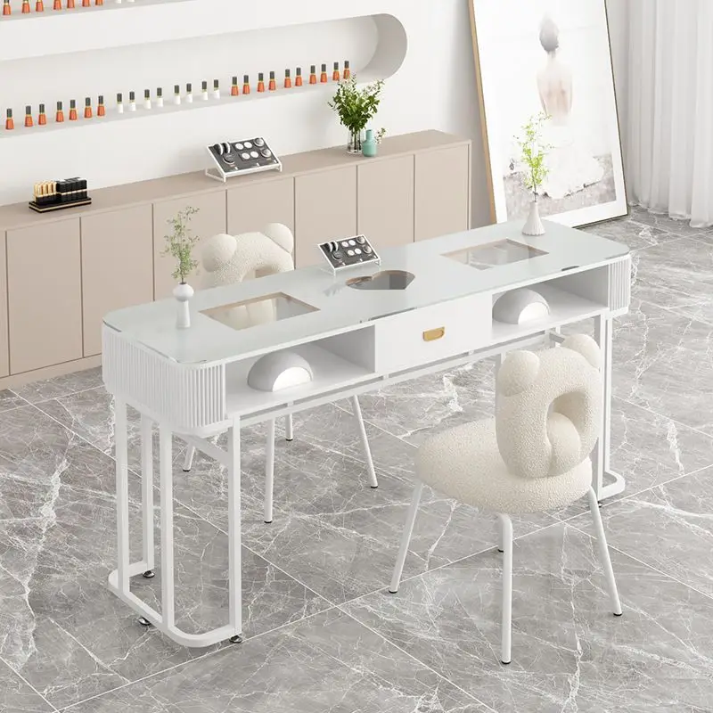 درج منظم طاولة مانيكير استقبال مربع مقاوم للماء مكتب الأظافر تنظيف سهل التنظيف أثاث صالون Nageltisch