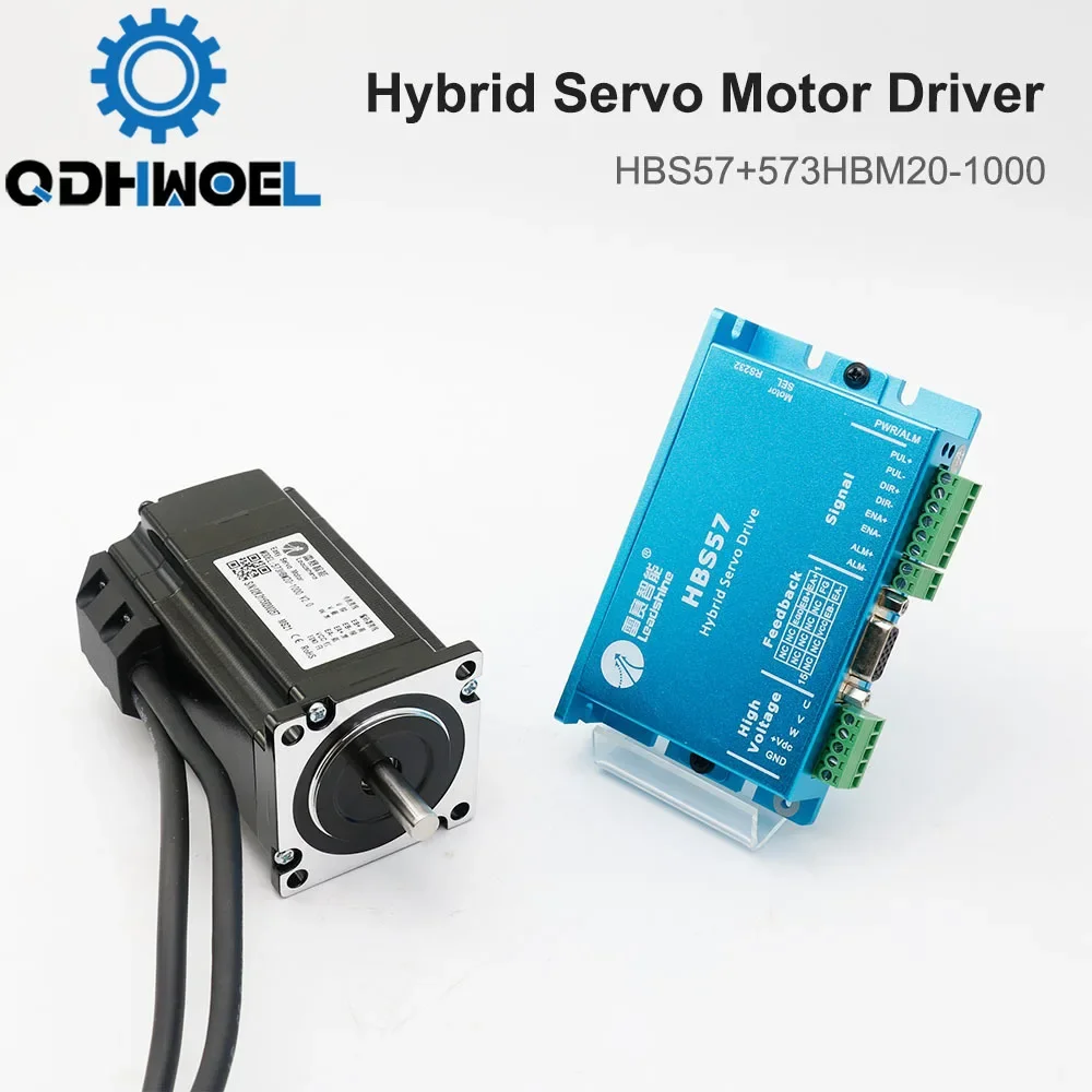 QDHWOEL Leadshine Hybrid Servo Motor Driver HBS57+573HBM20-1000 HBS507 nema23 3 Phase Hybrid Servo Closed Loop