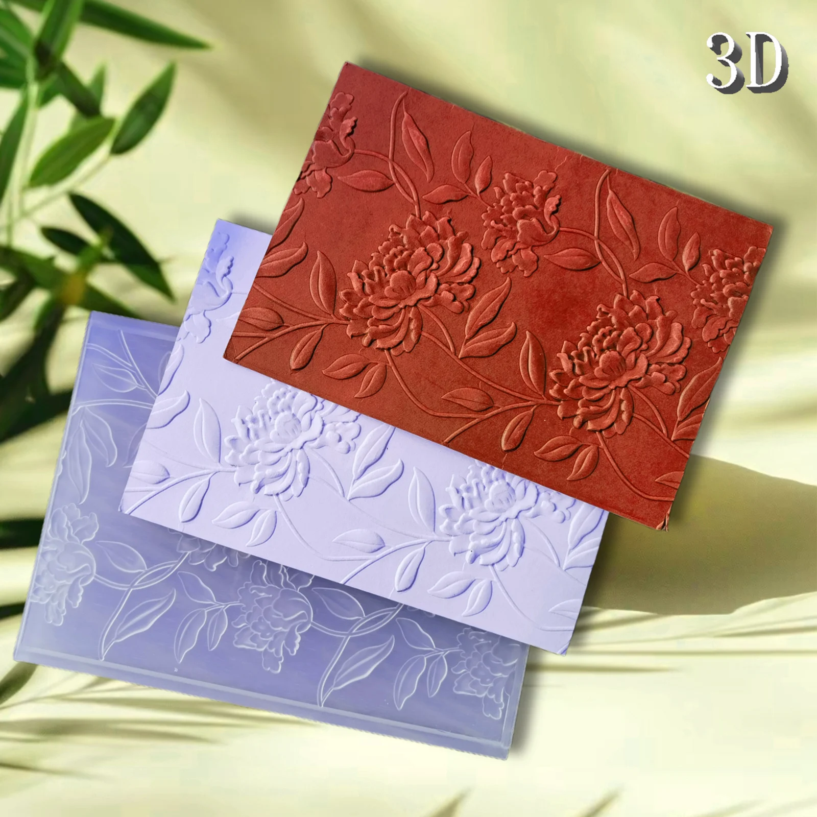 مجلد منقوش ثلاثي الأبعاد بتصميم زهرة منقوش رائع، يستخدم لطباعة بطاقات العمل وسجل القصاصات - بلاستيك متين، سهل الاستخدام