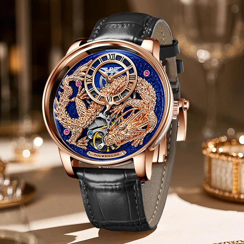 18 K ドラゴンペンダント (1 gram) とxiomi watch Golden Dragon Dragon Automatic Watch Zodiac Sea Dragon] First