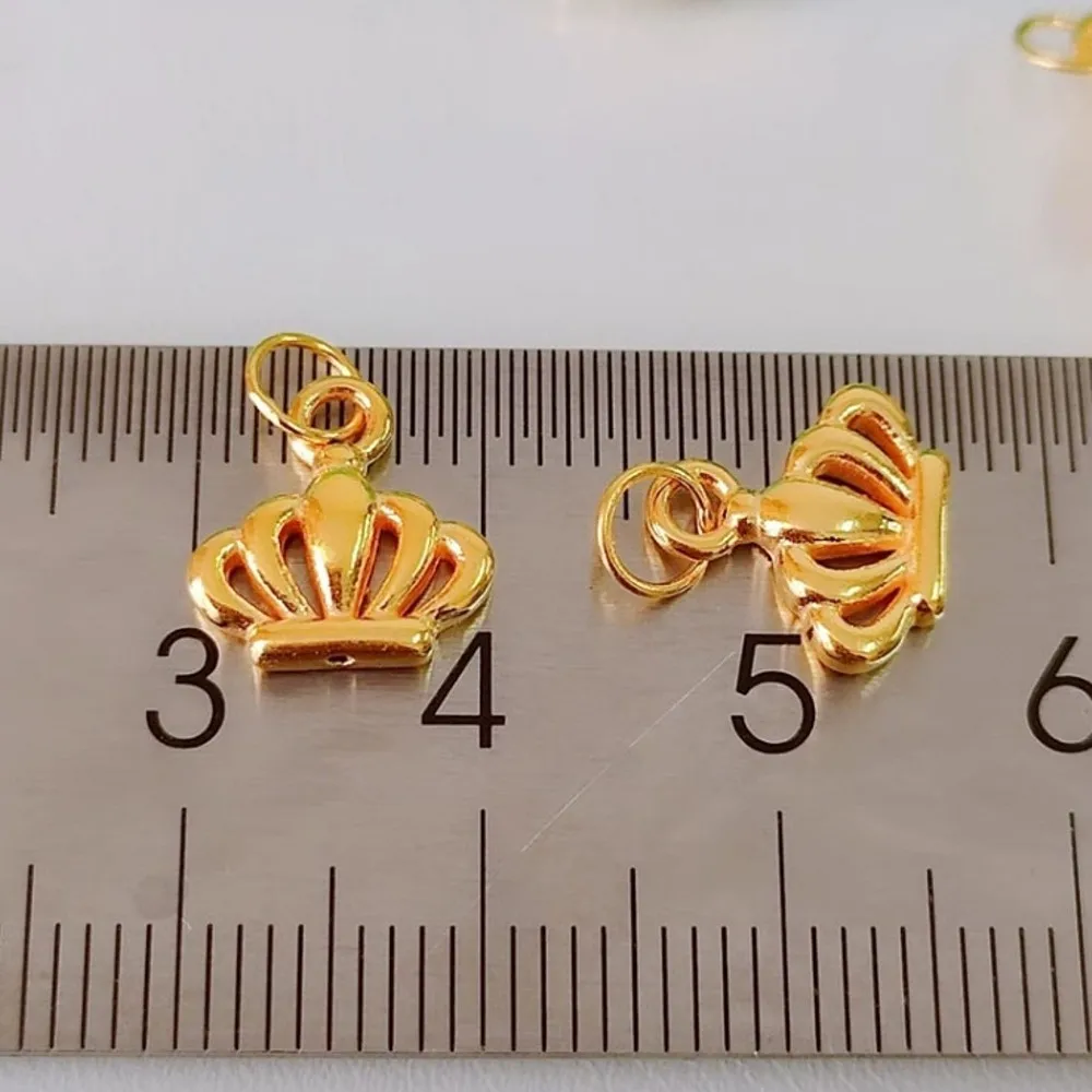 1PCS Real Pure 999 24K Yellow Gold Lucky Gift 3D Glossy Crown Small Pendant 0.26-0.3g