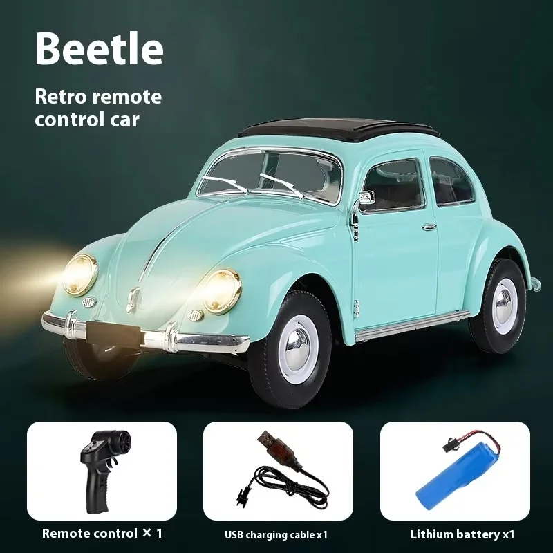 New 1:16 Delin Naughty Dragon Remote Control Car Retro Simulation Beetle Light Drift Car Model Children'S Toy Birthday Gift