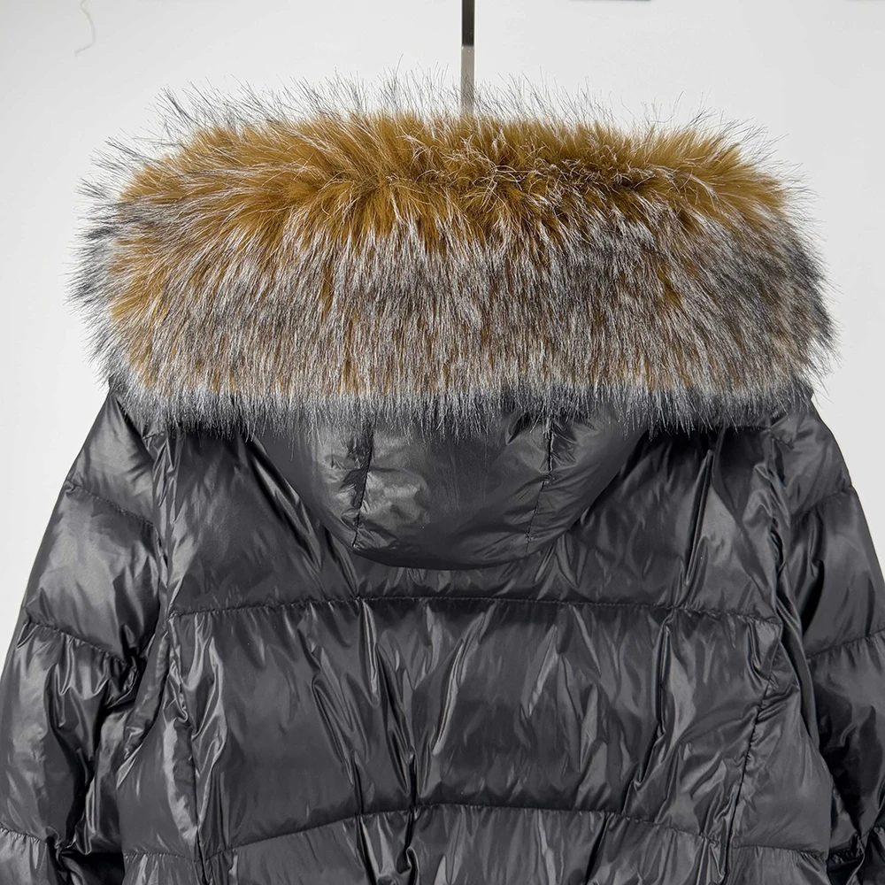 Abnehmbare Ärmel, kurze Länge, schmal geschnitten, Pelzkragen, Damen-Daunenjacke mit Kapuze, Pendler-Wärme-Daunenjacke, 2025, Winter, neu, Y2k