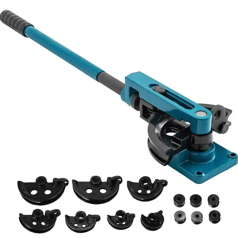 

Manual Pipe Tube Bender 3/8 to 1 Inch Heavy Duty With 7 Dies Suitable for Steel Copper Tubing Ideal for repair Shops Blue