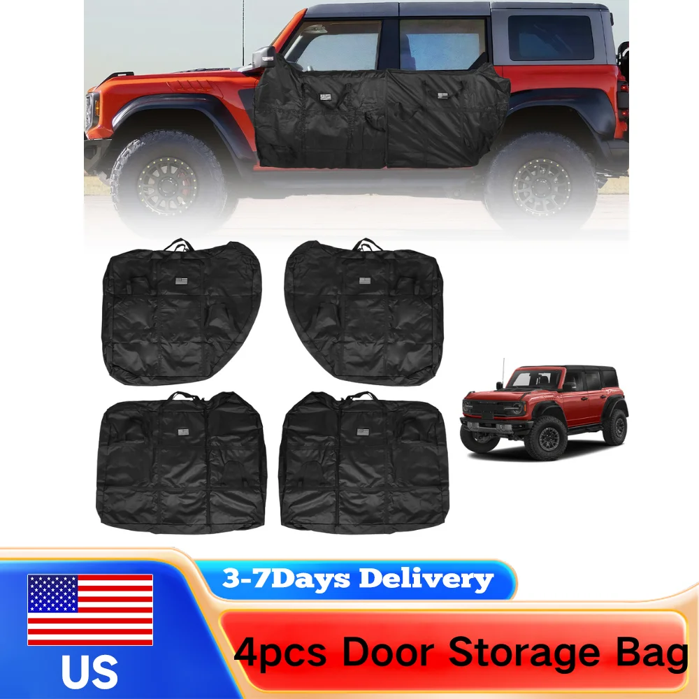 

Комплект из 4 органайзеров для дверных панелей из ткани Оксфорд с ручкой для водительской двери Ford Bronco 4-дверный 2021-2025