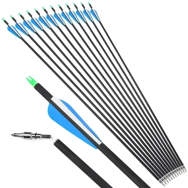 

6/12pcs 31inch Archery Carbon Arrow Spine500 ID6.2mm OD7.8mm Compound/Recurve Bow Outdoor Sports Shooting Accessories