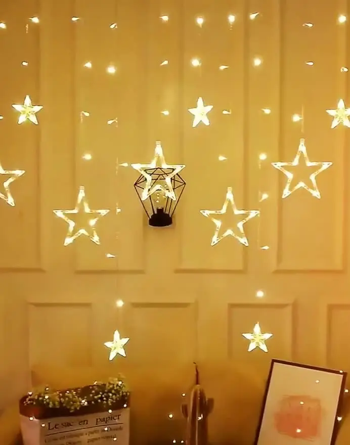 3.5M Star Curstain LED String Fairy Lights 138 LEDs Christmas Lights For Home Bedroom Window Outdoor Party Holiday Decoration