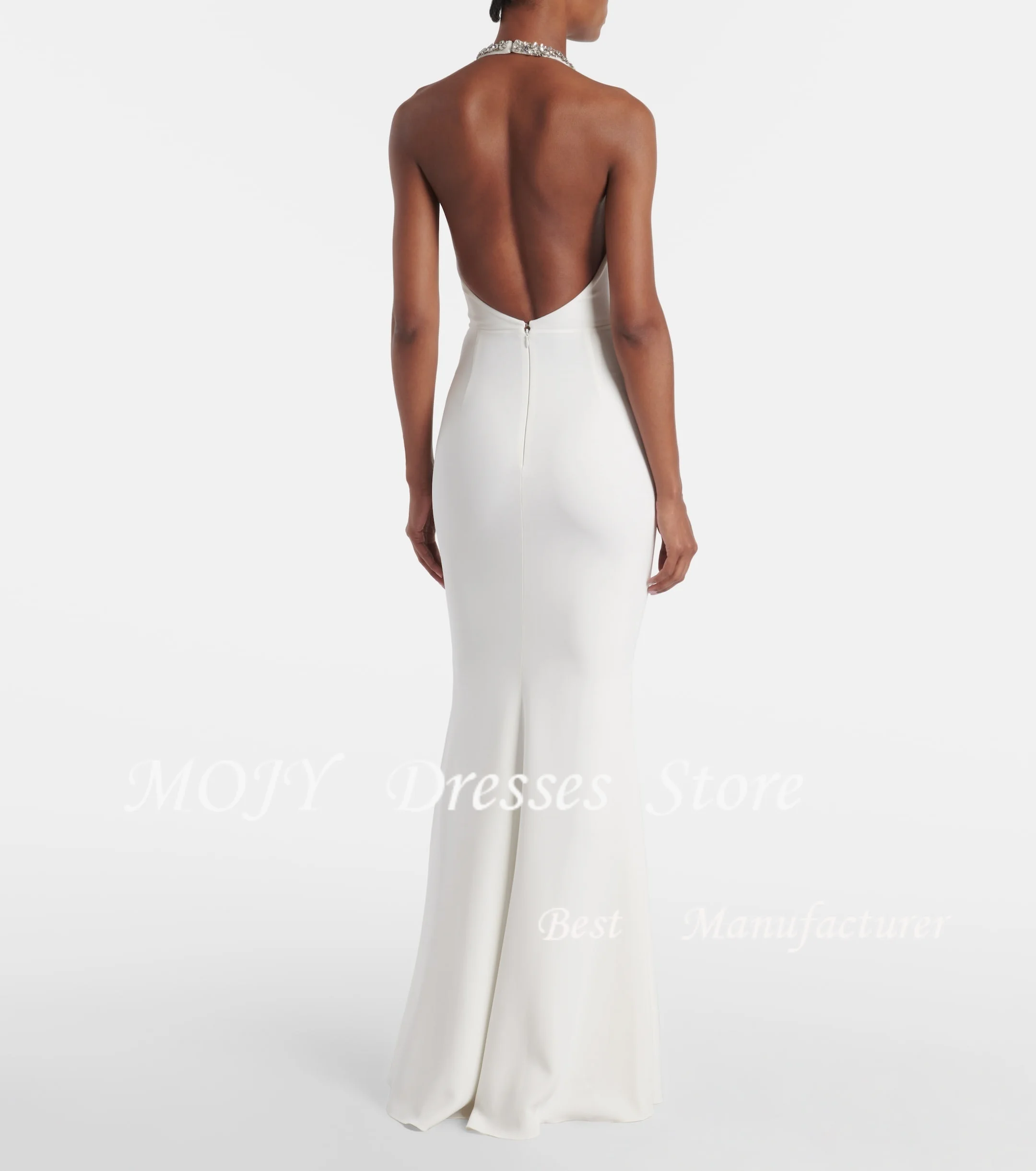 فستان زفاف عربي مثير من Mojy مخصص بدون أكمام مطرز بحورية البحر فستان زفاف للعروس للمناسبات الخاصة