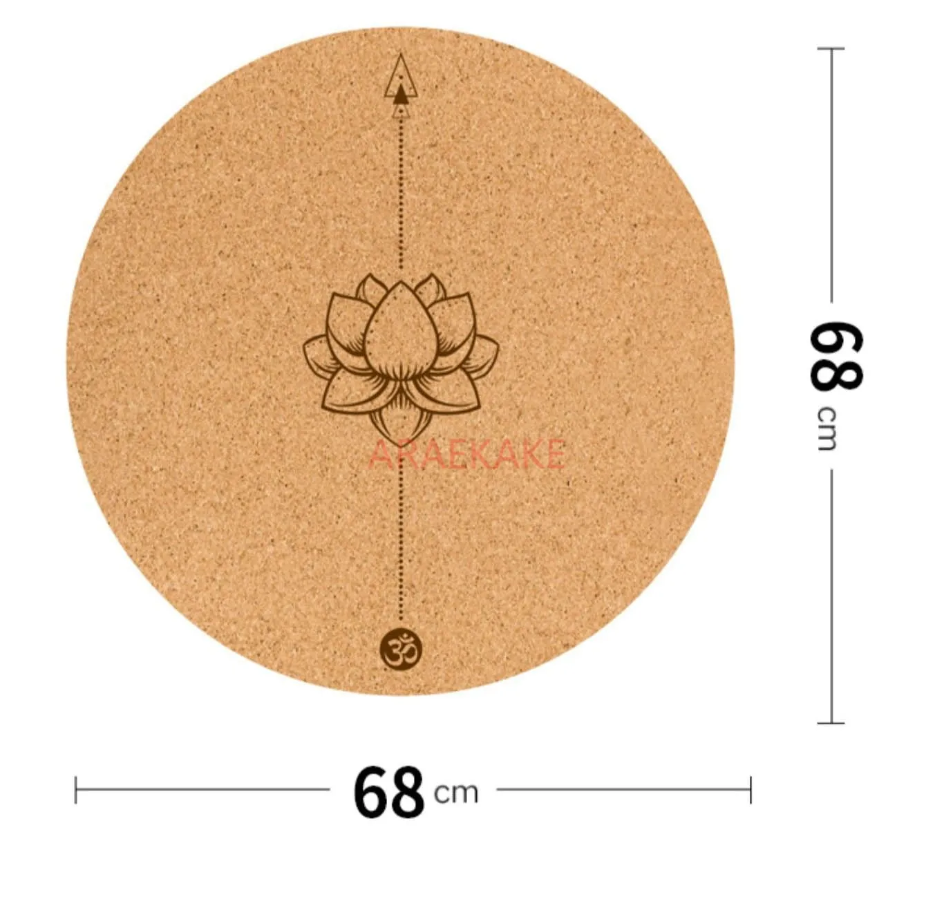 Esteira meditação cortiça com fundo engrossado borracha natural, esteira circular para yoga, placa invertida, esteira meditação apoio