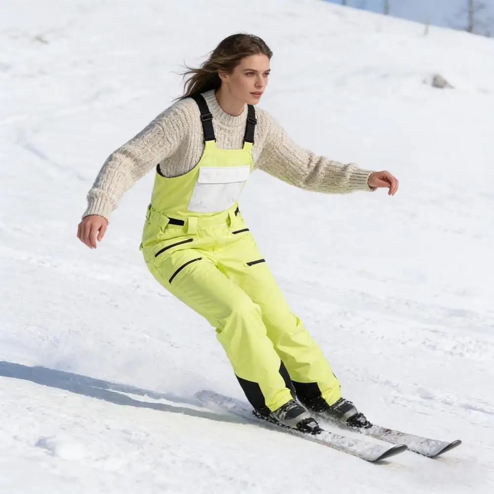 Herren-Schnee-Latzhose, Ski-Schneeanzug, winddicht, warm, isoliert, mehrere Taschen, verstärkte Beine, leichte Outdoor-Winter-Overalls