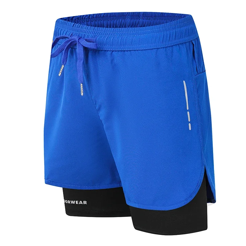 Sports Shorts Men's 2 In 1 Double-deck Marathon Running Fitness Anti-light Quick-drying Breathable Loose Jogging Workout Shorts