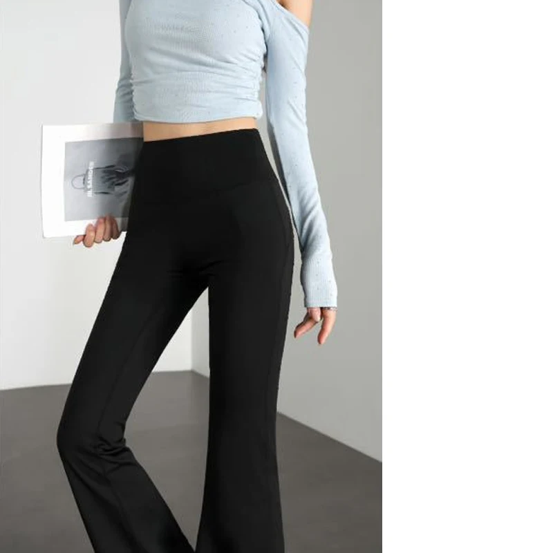 ラテンダンス衣装ハイウエスト痩身黒パンツ女性モダンダンス練習服タンゴチャチャサンバトレーニングパンツ