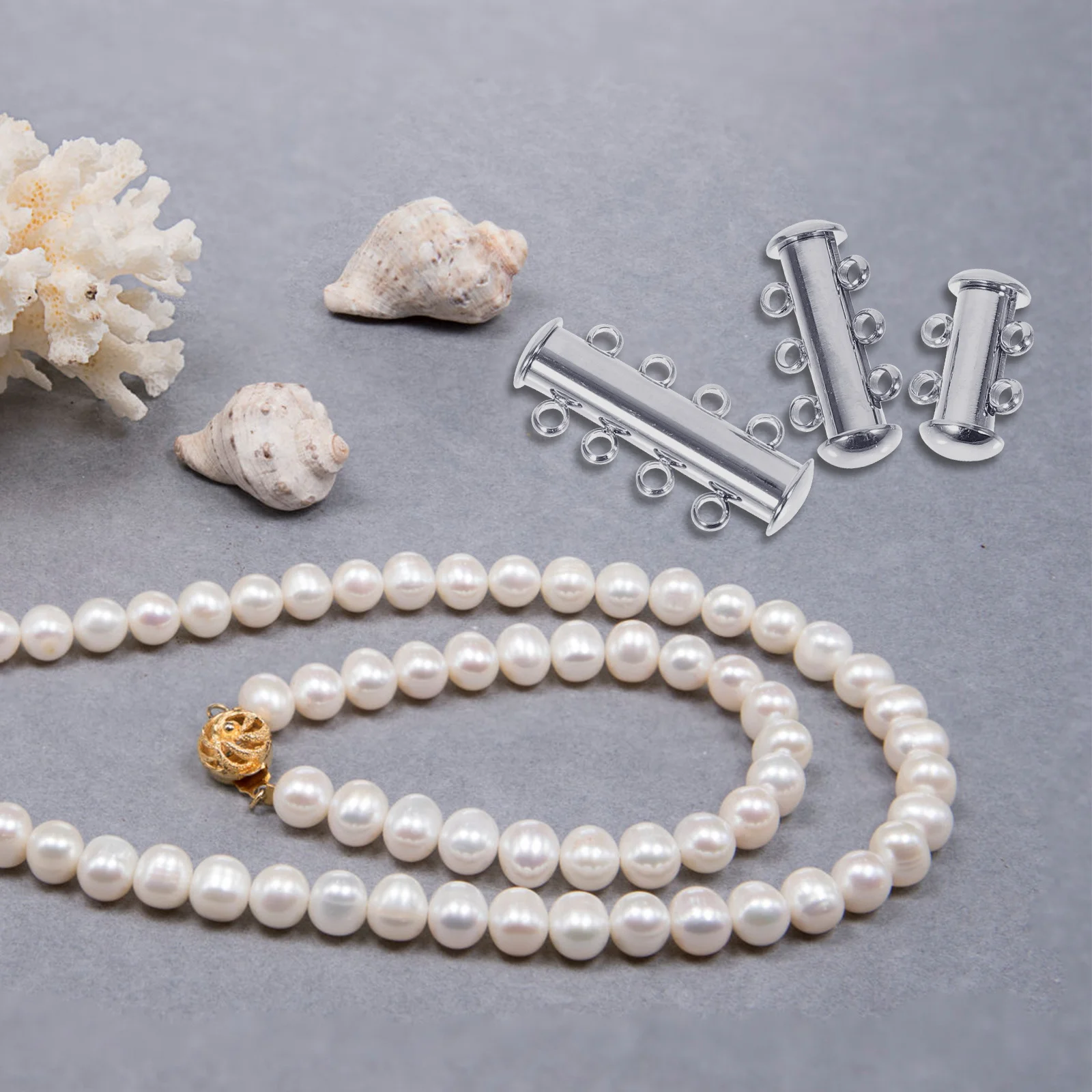 

3Pcs Metal Clasp Pearl Bracelet Connector Durable Lightweight Jewelry Buckle for Necklace Layering Repair Jewelry Supply