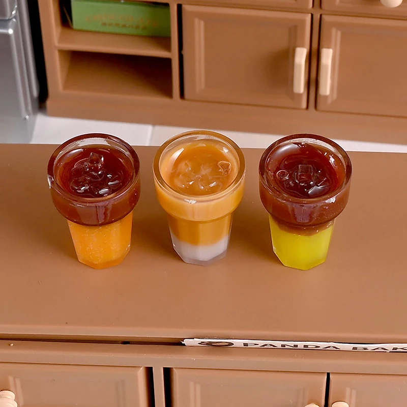 Maison de poupée Miniature, Mini gâteau au thé au lait avec assiette, jouets de simulation pour enfants, 1/2 ensembles