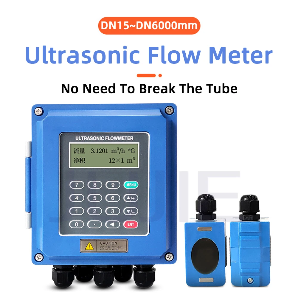 Medidor de flujo de agua ultrasónico, TUF-2000B con transductor de TS-2 (DN15-100mm), medidor de flujo de líquido ultrasónico montado en la pared