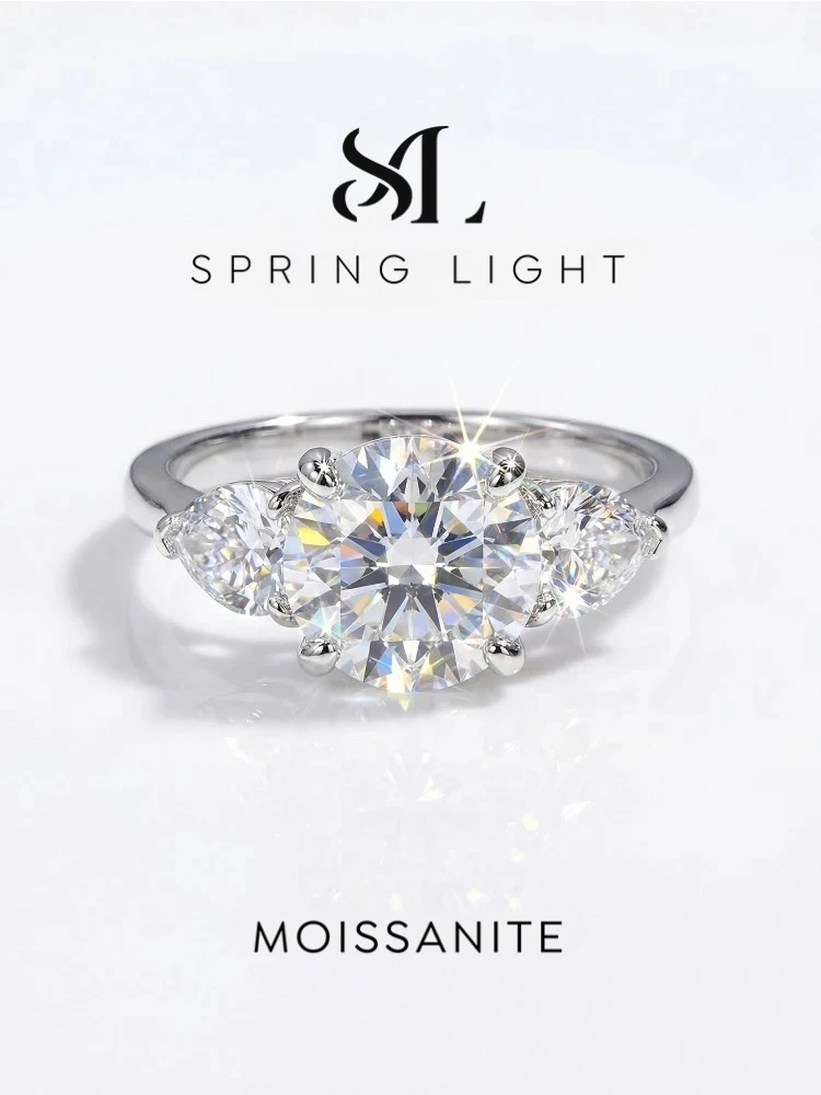 Fashion 3CT Big Certified Moissanite Diamond Engagement Rings for Women Double Heart Zircon Eternity Anniversary Jewelry