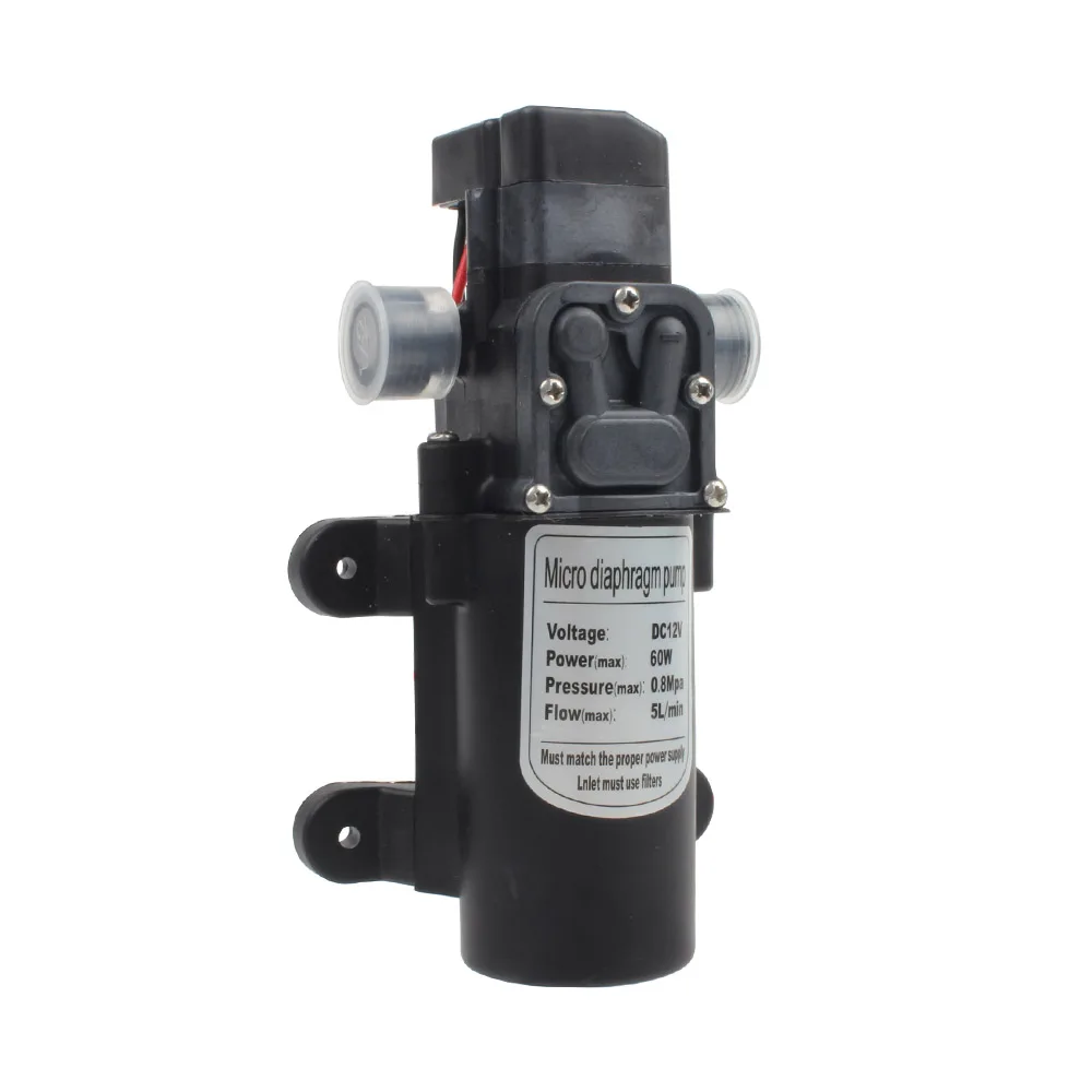 DC12V 60W Micro pompa Elettrica A Membrana Pompa Acqua Interruttore Automatico 5L/min Ad Alta Pressione per il Lavaggio Auto A Spruzzo 0.8Mpa 5L/min
