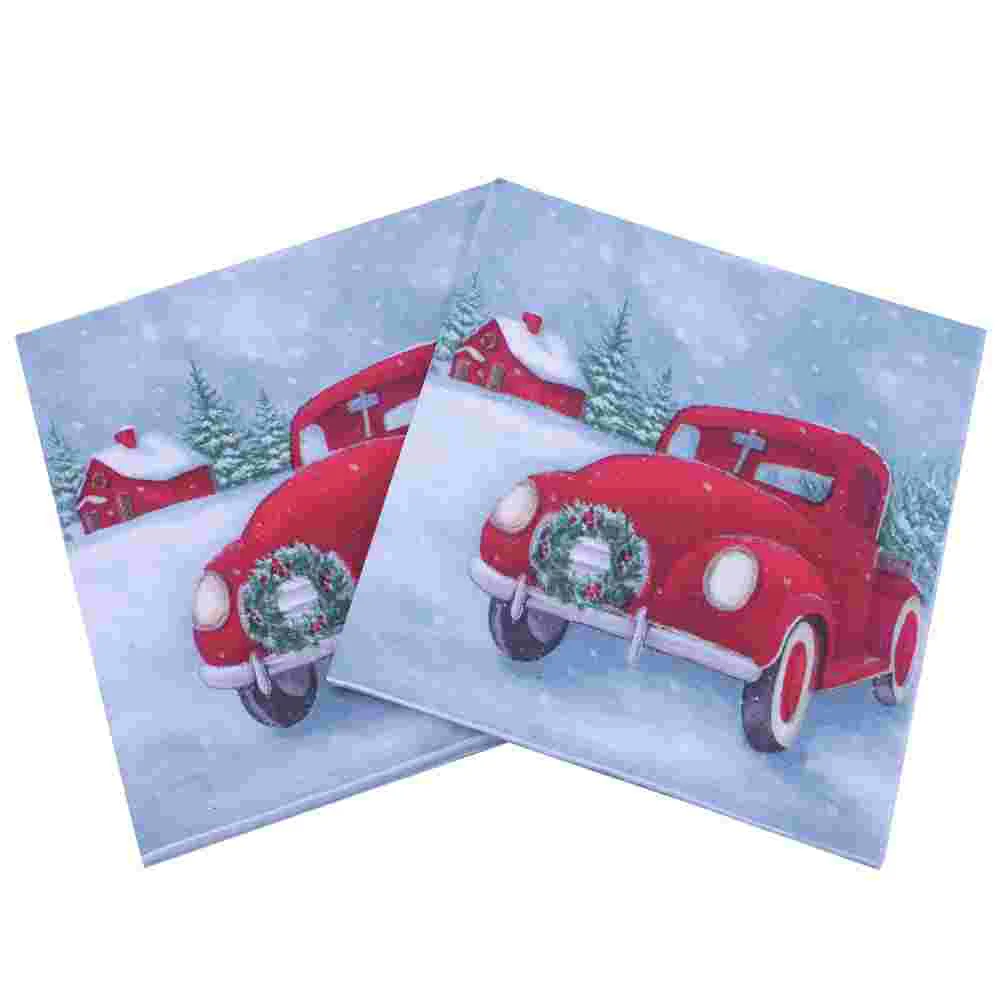 

100 Pcs Paper Napkin Christmas Party Decorations Napkins Printing Table for Xmas Serviettes