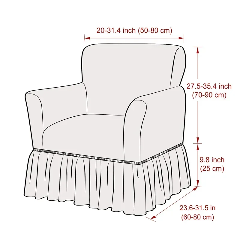 1pc Solid Color Seersucker Club Chair Cover Sofa Covers Elastic Single Armchair Slipcovers for Living Room Bar Counter Hotel