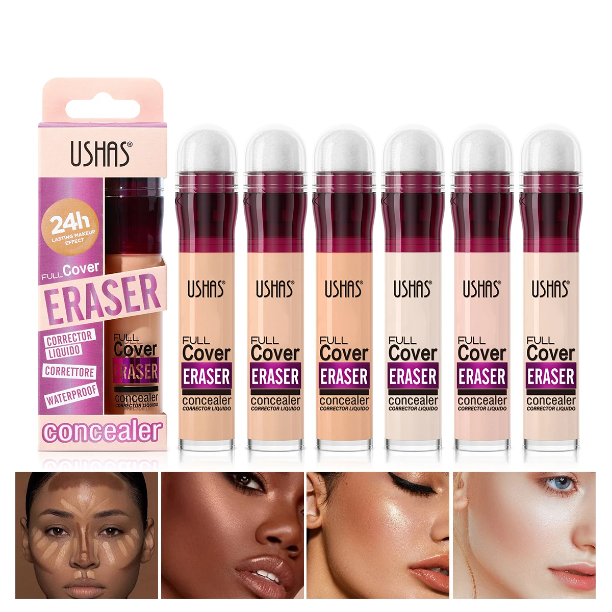 12 色のリキッド コンシーラー、保湿回転スポンジ アプリケーター付き、長持ちし、軽量で、欠陥を隠します。