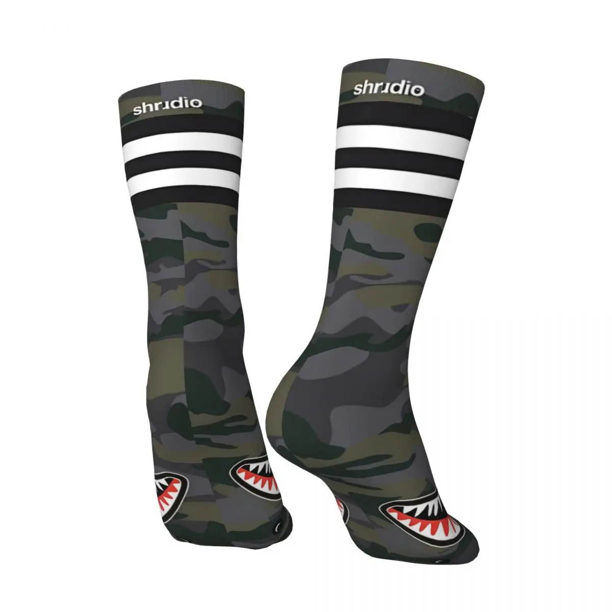 Shark Socks By Dennis Weber Of ShreddyStudio Funny Men's Socks Camouflage Harajuku Seamless Crew Sock Gift Pattern Printed