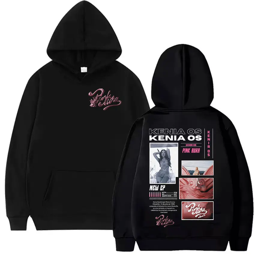 

Новая иллюстрированная толстовка с принтом Singer Kenia Os' Pink Halo Album 2026 для мужчин и женщин, осенне-зимняя, 100% хлопок