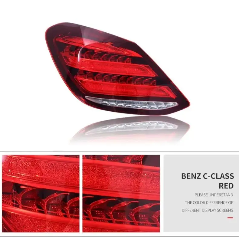 Lampu Belakang LED Tahun 2015-2018 untuk Mercedes Benz C Class W205 Lampu Upgrade dengan Desain M4 GTS