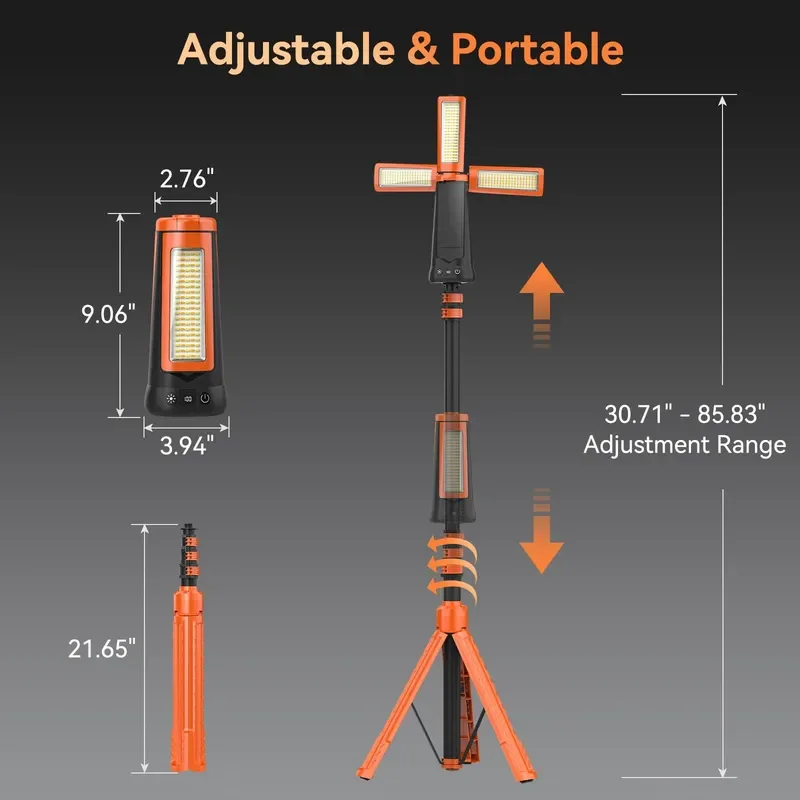 Portable Solar Camping Light with Three Leaf Folding Bracket Strong LED Work Lamp Long Battery Life Rechargeable Outdoor