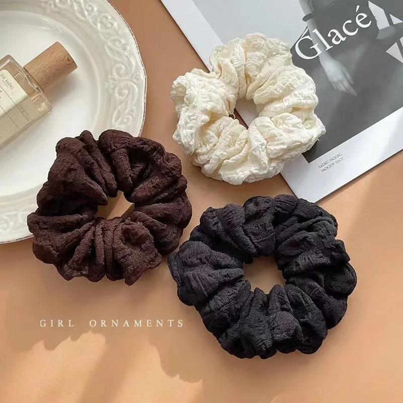 

Korean Woman Large Cream Puff Elastics Hair Band Solid Color Scrunchies Hair Ties Ladies Ponytail Hold Hair Accessories