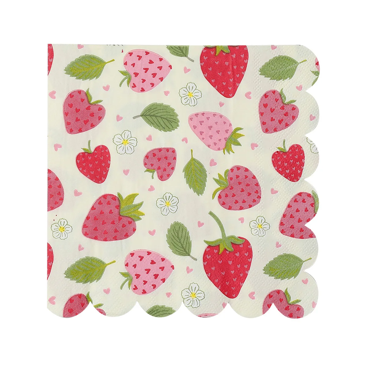 20Pcs/bag Sweet Strawberry Theme Disposable Paper Napkins Tissues Towel for Kids Girl Birthday Baby Shower Wedding Party Decor