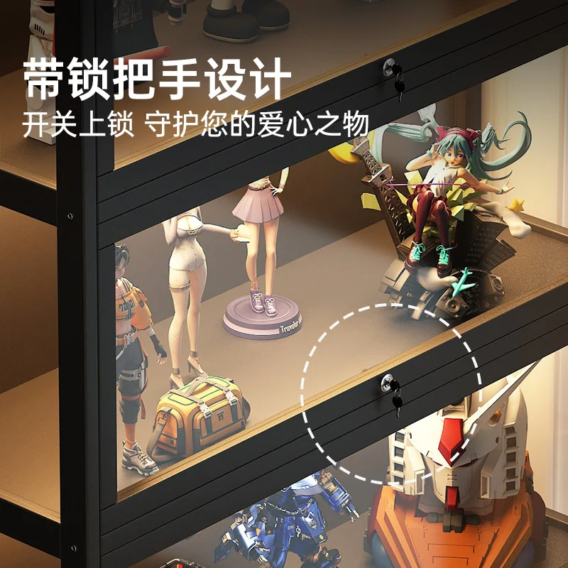 Figure display cabinet with lock acrylic transparent dustproof storage