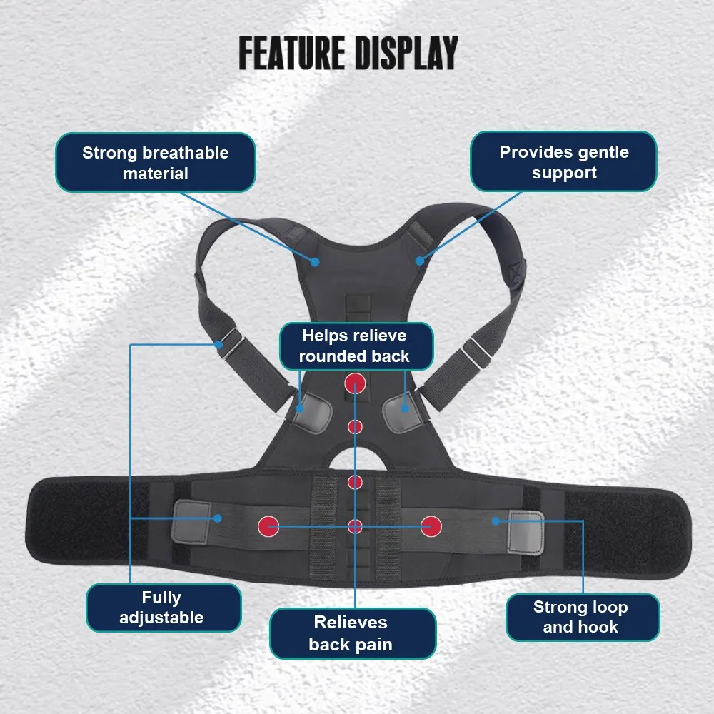 Thoracic Back Brace Posture Corrector 1PC - Magnetic Support for Shoulder and Back Pain Relief-Fully Adjustable Belt - Unisex