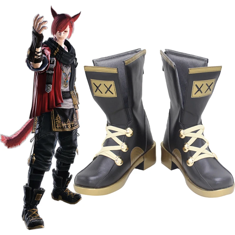Final Fantasy XIV: Endwalker Miqo'te Seekers of the Sun G'raha Tia Raha Косплейные ботинки до середины икры X002