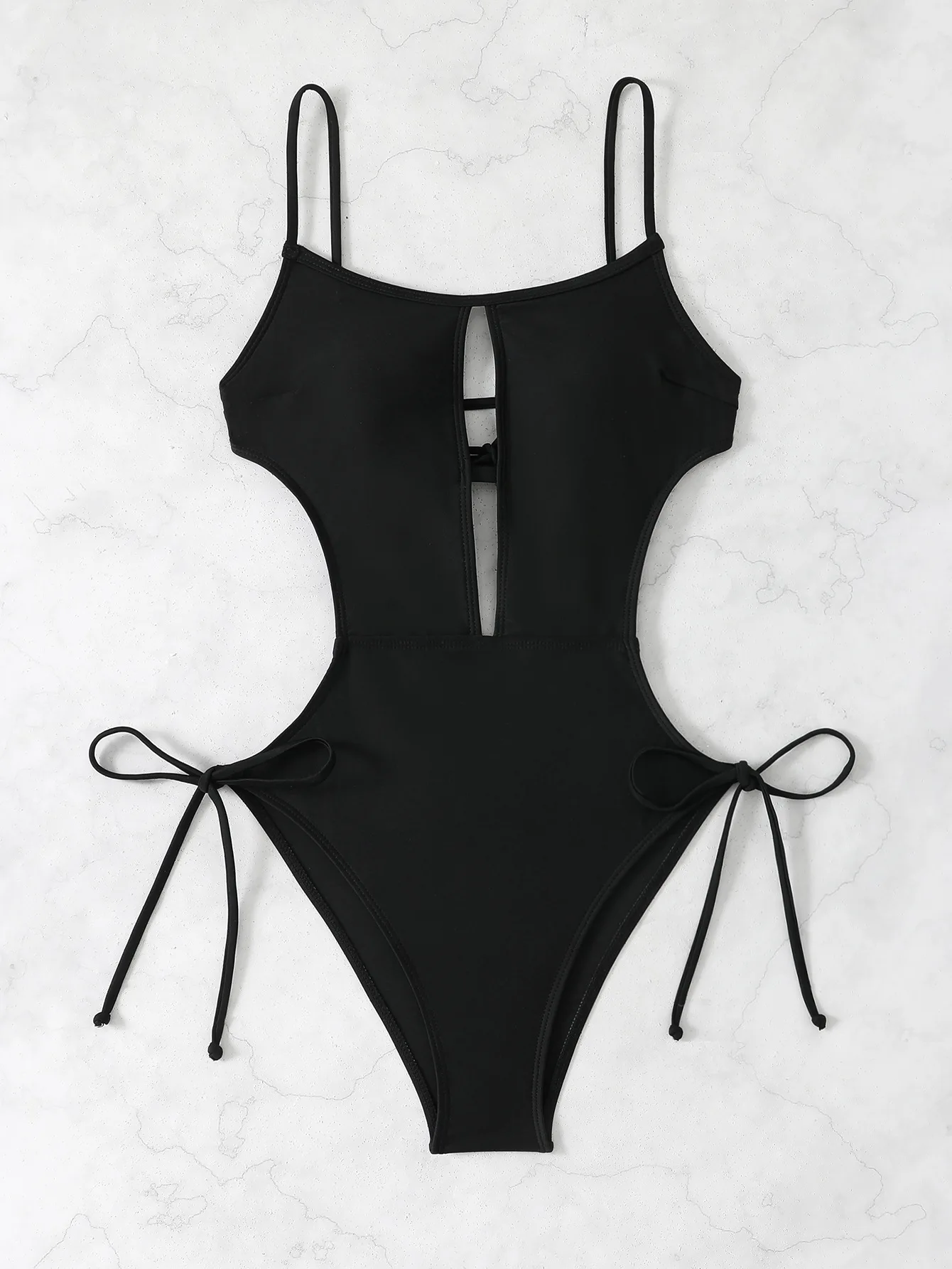 sexy black tie plain swimsuits one piece women's Bikini Swimwear backless bathing sui beach outfits bodysuit biquini tankini