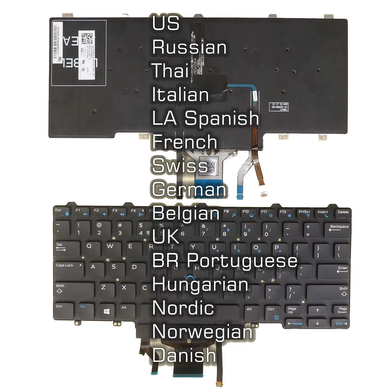 

US Russian Thai Italian LA Spanish French AZERTY Swiss German Keyboard For Dell Latitude E7450 E7470 7480 7490 5491 5495 Backlit