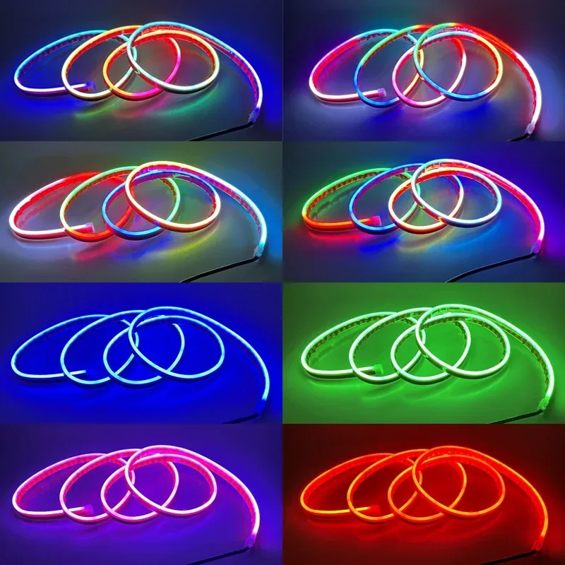 1.8 متر 12 فولت LED النهار تشغيل أضواء Drl سيارة مصباح ليد شرائط APP التحكم RGB الملونة سيارات هود ضوء الديناميكي بدوره مصباح إشارة