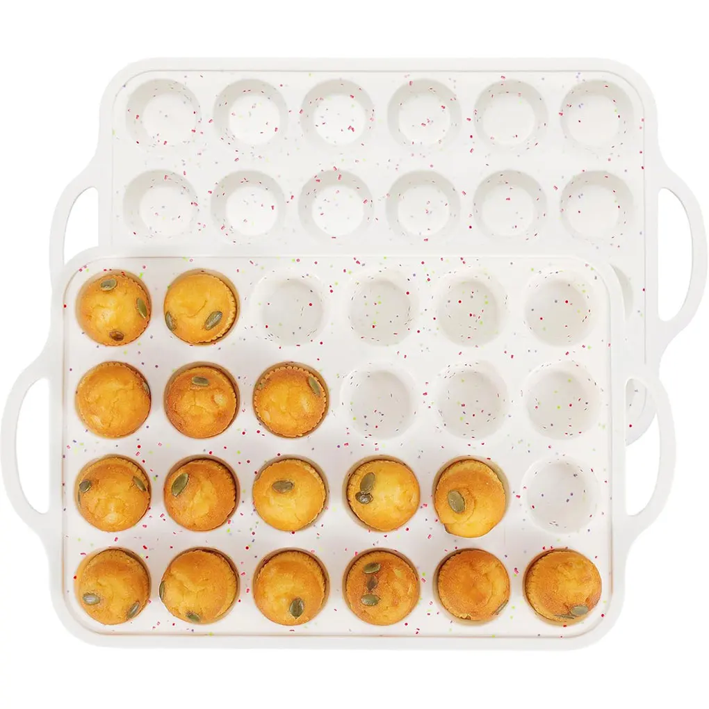 Silica Gel Mini Muffins Tin More Durable Silicone Muffin Cups For Oven And Food Debris Will Not