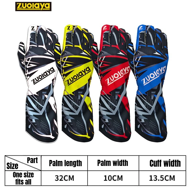 

Длинные гоночные перчатки Kart с противоскользящим покрытием, легкие, с полным силиконовым покрытием ладони, износостойкие, с возможностью нанесения логотипа на внешний шов.