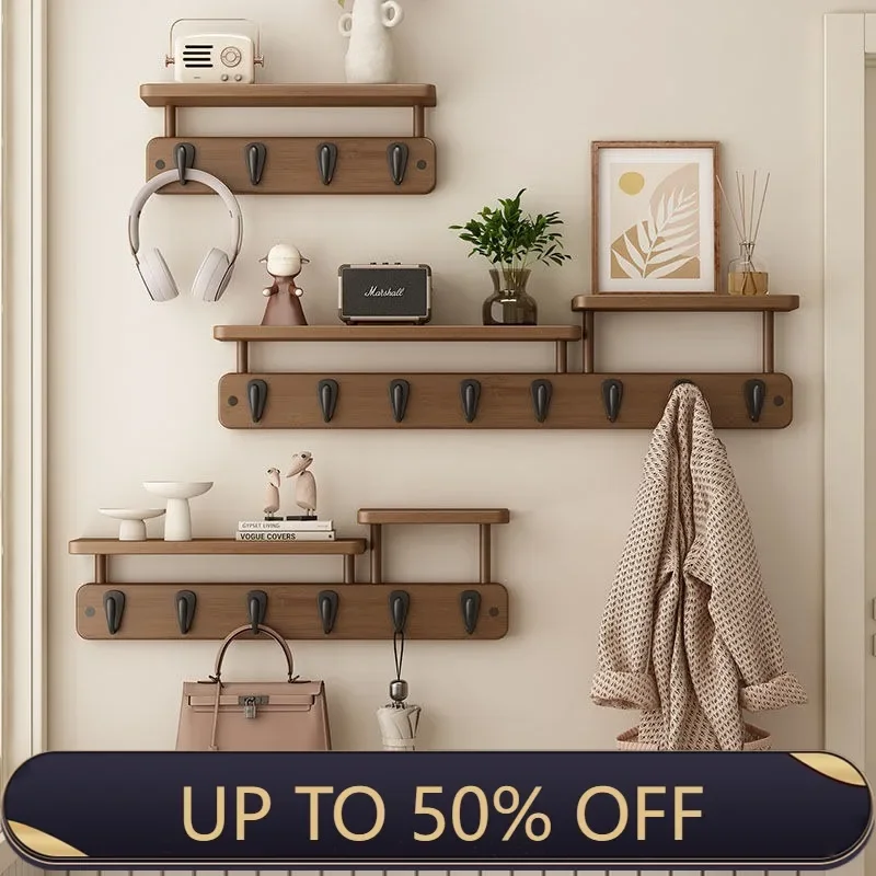 Crochets muraux vintage en bambou pour chapeaux et vêtements, forte capacité de charge, accessoires de rangement durables pour la maison