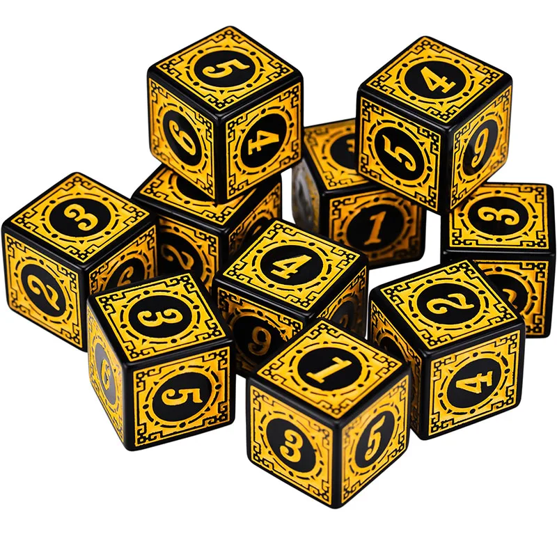 50 Stück/Set Acryl-Würfelset D6 mit Gravurmuster Polyeder-Würfel 6-seitige Spielwürfel für RPG Dungeons and Dragons Brettspiel – Detail 5