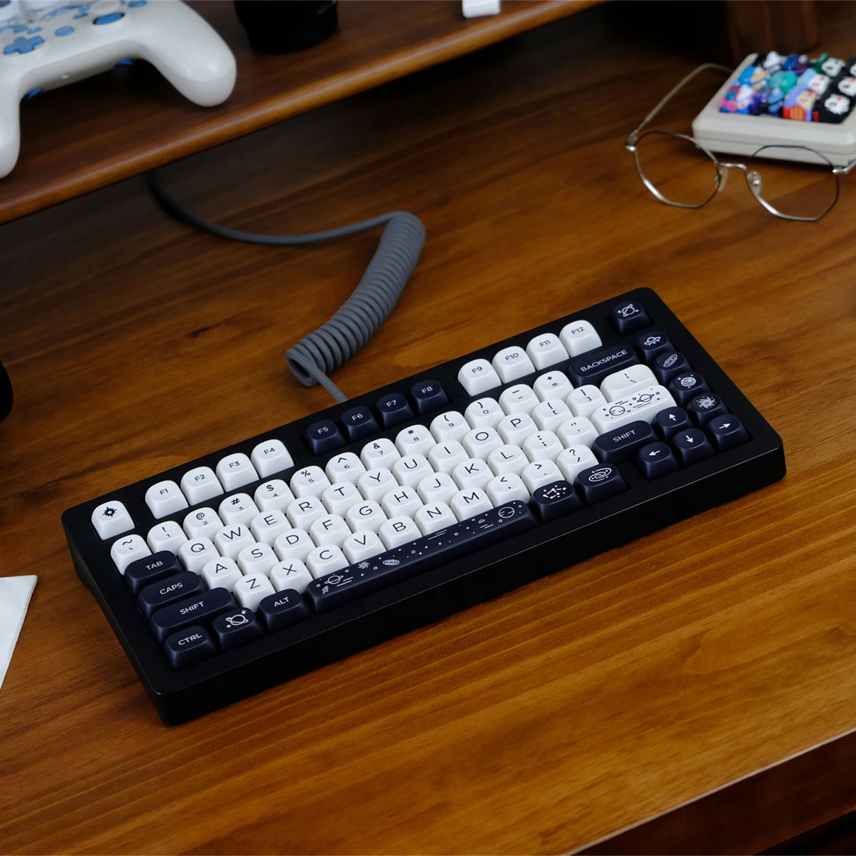 125 Keys Milky Way White Dye-Sublimation Keyboard Keycaps MOA Profile Cute PBT Key Cap for Cherry MX Switches Gaming Keyboard