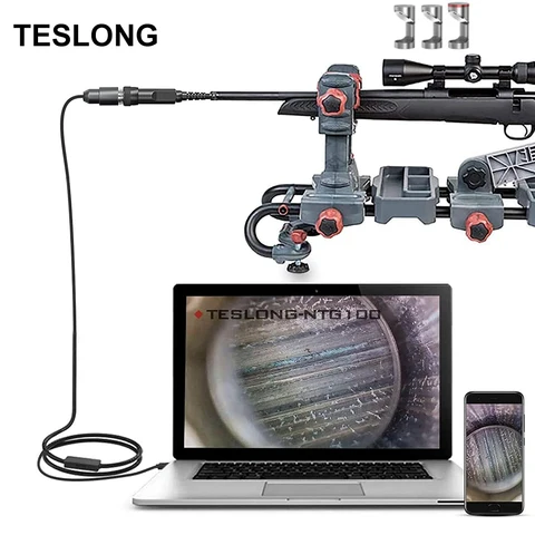 TESLONG NTG100 5mm de diâmetro rifle boroscópio câmera digital caça escopo de limpeza para mais de 20 calibre