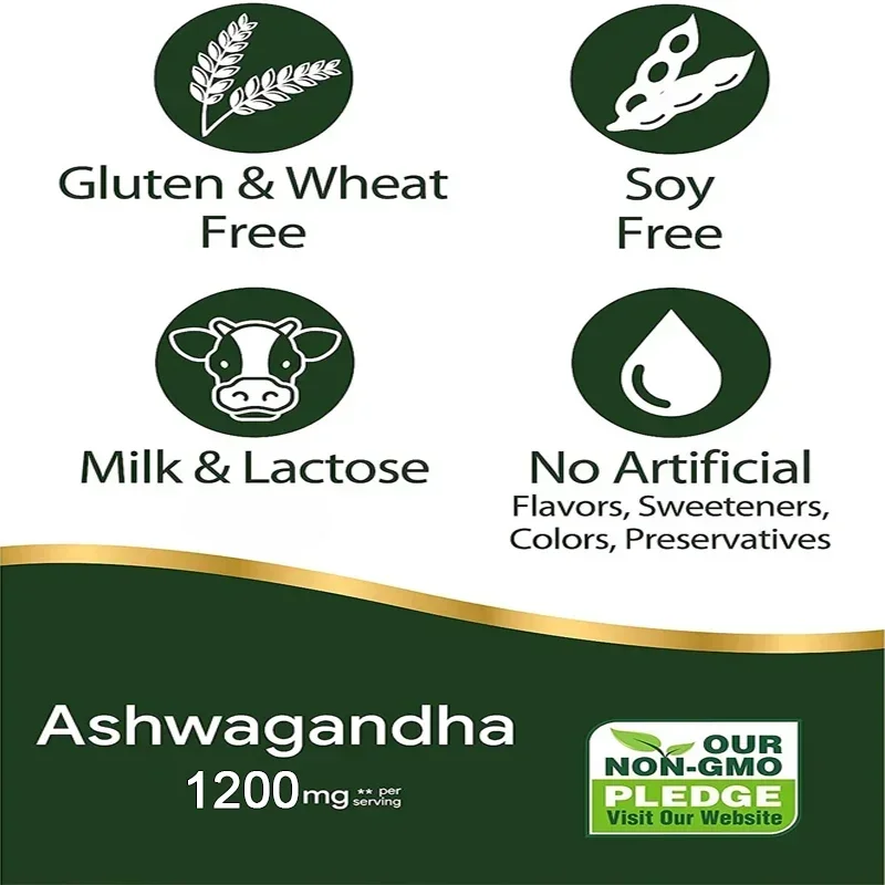 Ashwagandha Extract Capsules - Natural Energy Supplement Promotes Nerve Health Regulates Cortisol and Helps Relieve Anxiety